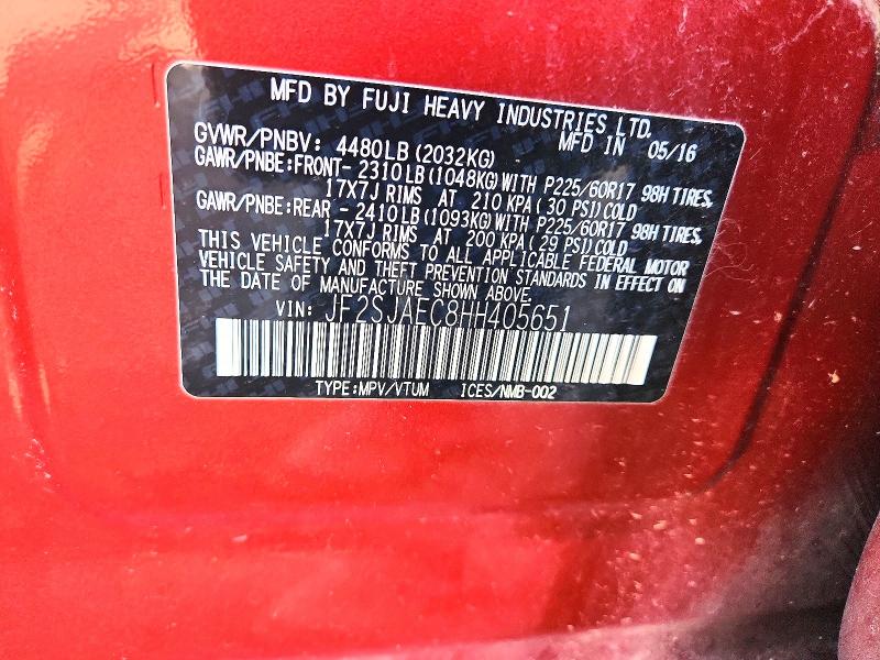 Продаж на аукціоні авто 2017 Subaru Forester, vin: JF2SJAEC8HH405651, номер лоту: 70378666