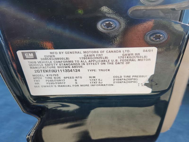 Aukcja sprzedaży 2001 Gmc Sierra, vin: 2GTEK69U111354124, numer aukcji: 72793406