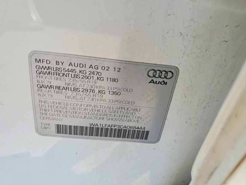 Продаж на аукціоні авто 2012 Audi Q5, vin: WA1LFAFP3CA088444, номер лоту: 72046656