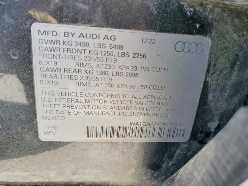 70640016 :رقم المزاد ، WA1GAAFY9P2075402 vin ، 2023 Audi Q5 مزاد بيع