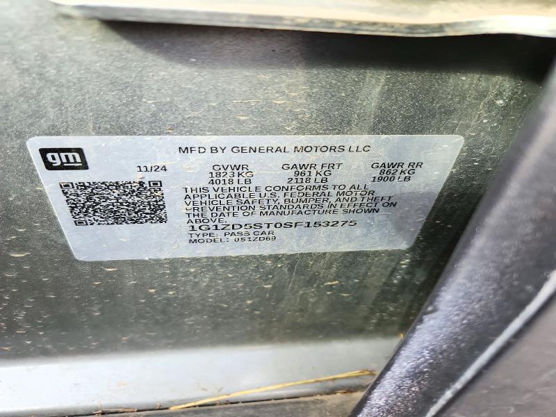 Продаж на аукціоні авто 2025 Chevrolet Malibu, vin: 1G1ZD5ST0SF153275, номер лоту: 72410856