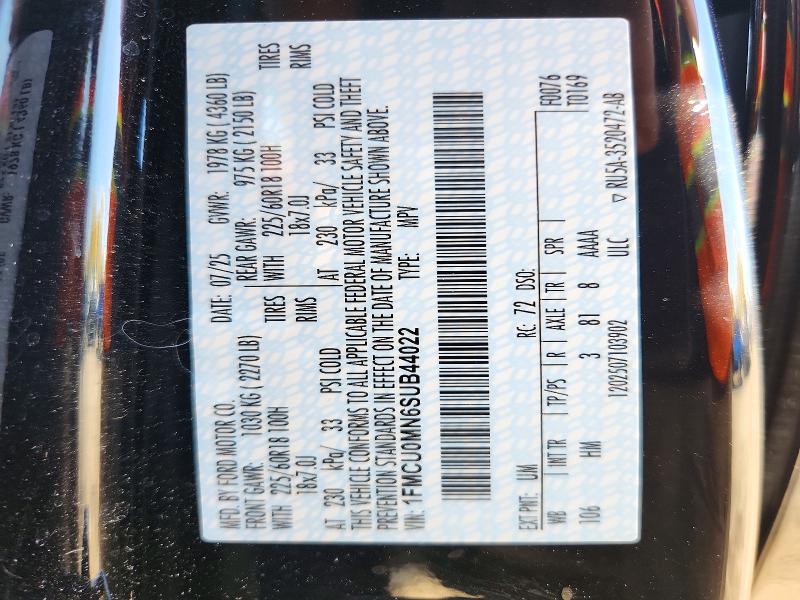 Продаж на аукціоні авто 2025 Ford Escape, vin: 1FMCU0MN6SUB44022, номер лоту: 71645656