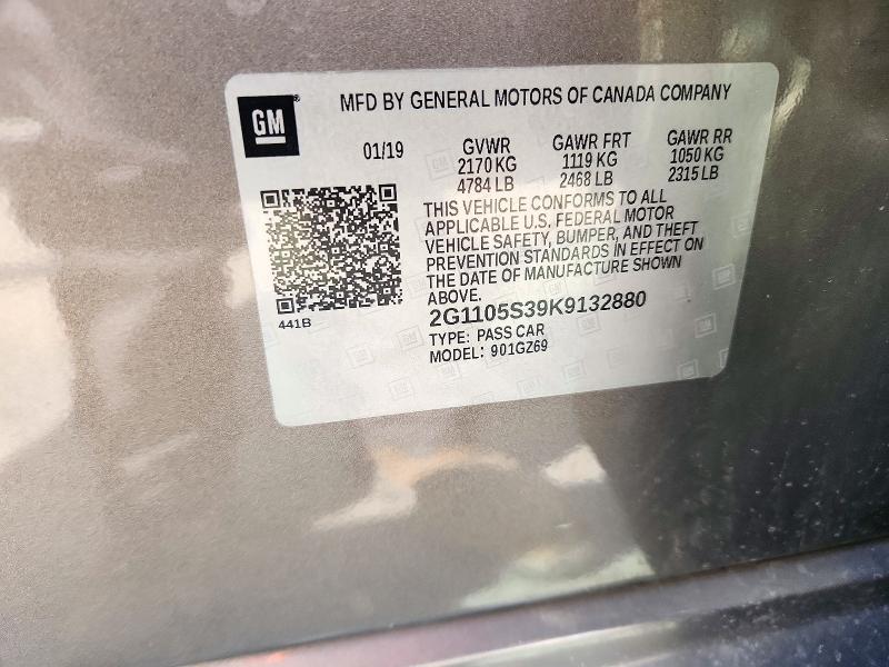 Aukcja sprzedaży 2019 Chevrolet Impala, vin: 2G1105S39K9132880, numer aukcji: 72256106