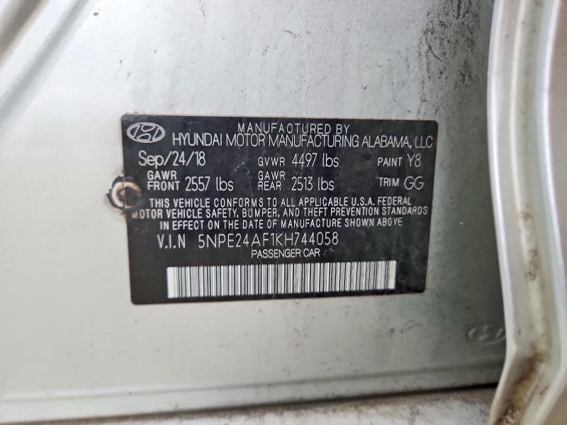 71245376 :رقم المزاد ، 5NPE24AF1KH744058 vin ، 2019 Hyundai Sonata مزاد بيع