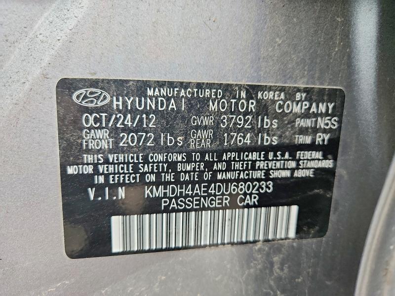 Aukcja sprzedaży 2013 Hyundai Elantra, vin: KMHDH4AE4DU680233, numer aukcji: 71387896