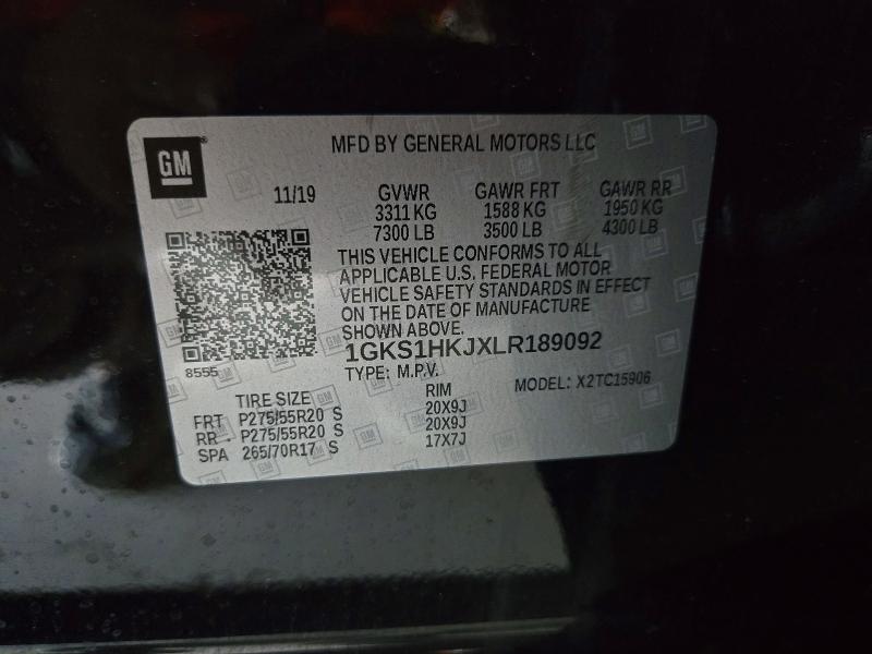 2020 Gmc Yukon Xl მანქანა იყიდება აუქციონზე, vin: 1GKS1HKJXLR189092, აუქციონის ნომერი: 72191836