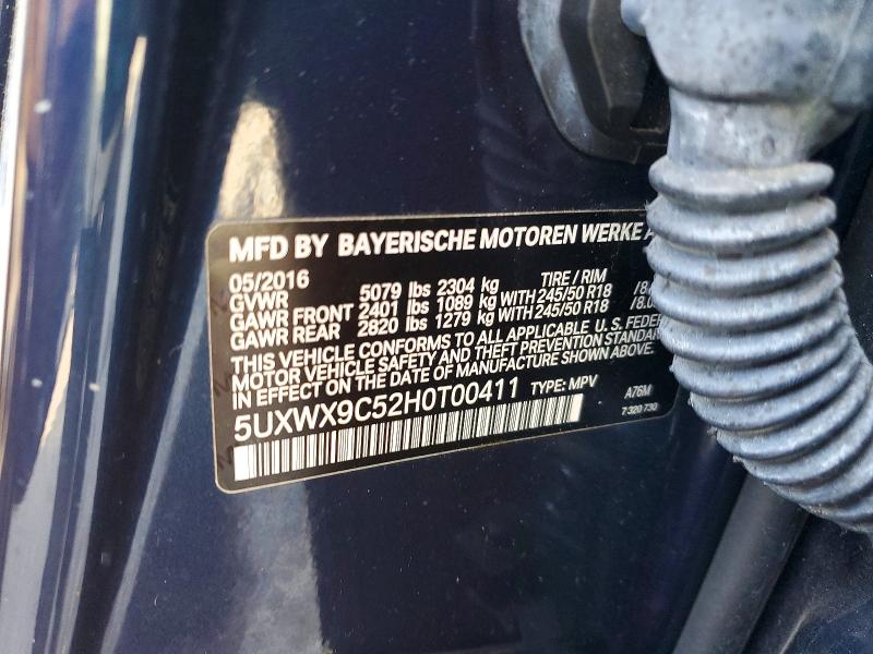 Aukcja sprzedaży 2017 Bmw X3, vin: 5UXWX9C52H0T00411, numer aukcji: 72993826