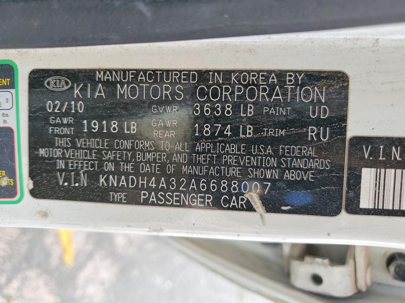 Auction sale of the 2010 Kia Rio, vin: KNADH4A32A6688007, lot number: 71669716