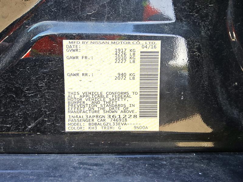 72407656 :رقم المزاد ، 1N4AL3AP8GN361228 vin ، 2016 Nissan Altima مزاد بيع