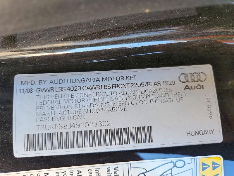 Aukcja sprzedaży 2009 Audi Tt, vin: TRUKF38J491023302, numer aukcji: 71488526