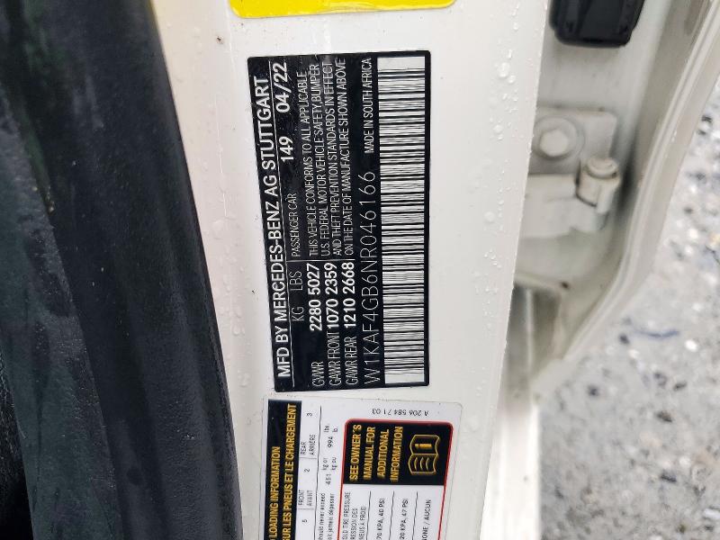 2022 Mercedes-benz C მანქანა იყიდება აუქციონზე, vin: W1KAF4GB6NR046166, აუქციონის ნომერი: 72038616