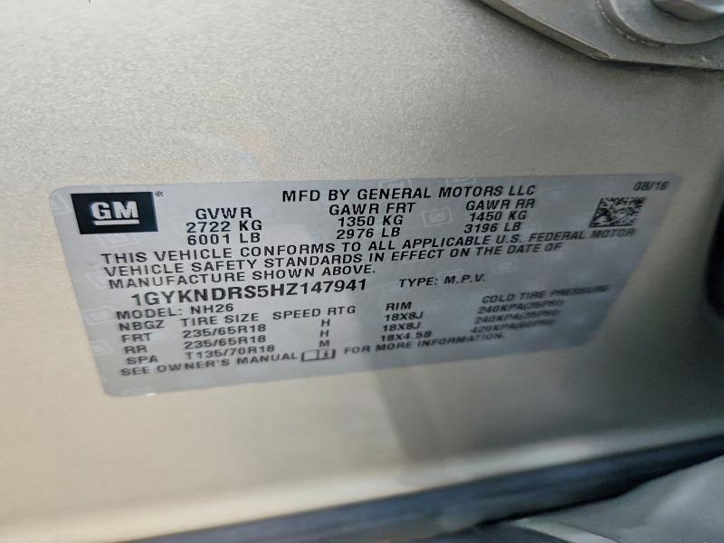 Auction sale of the 2017 Cadillac Xt5, vin: 1GYKNDRS5HZ147941, lot number: 71277226