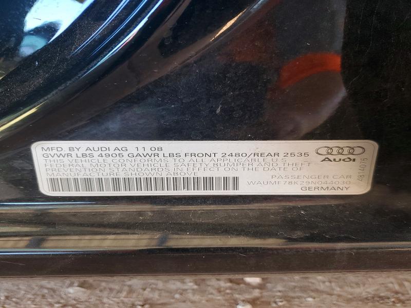 Aukcja sprzedaży 2009 Audi A4, vin: WAUMF78K29N044030, numer aukcji: 70378516