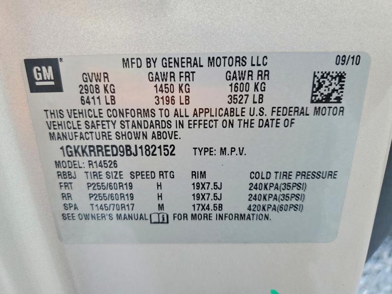 Продажа на аукционе авто 2011 Gmc Acadia, vin: 1GKKRRED9BJ182152, номер лота: 71550586