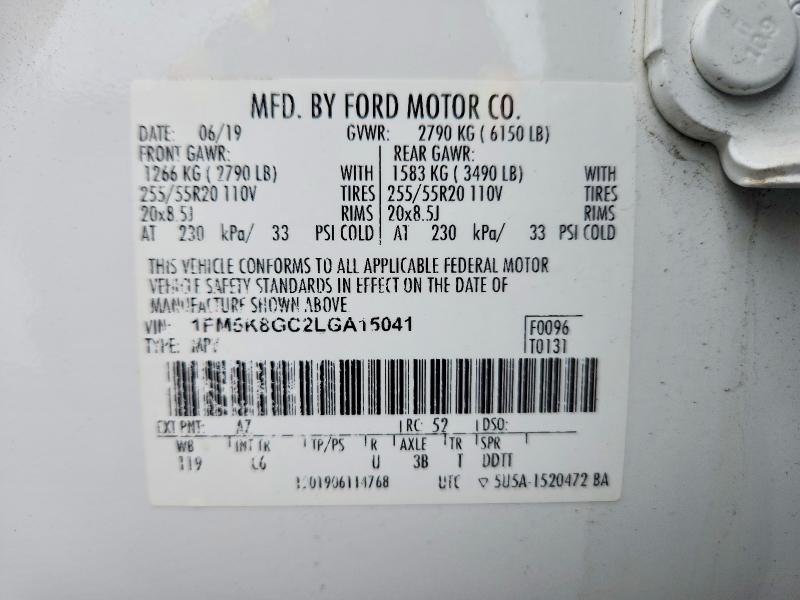 Продажа на аукционе авто 2020 Ford Explorer, vin: 1FM5K8GC2LGA15041, номер лота: 70847406