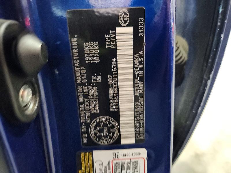 Продаж на аукціоні авто 2007 Toyota Camry, vin: 4T1BE46KX7U116394, номер лоту: 71352456
