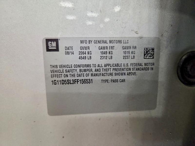 Продаж на аукціоні авто 2015 Chevrolet Malibu, vin: 1G11D5SL3FF156531, номер лоту: 70900746