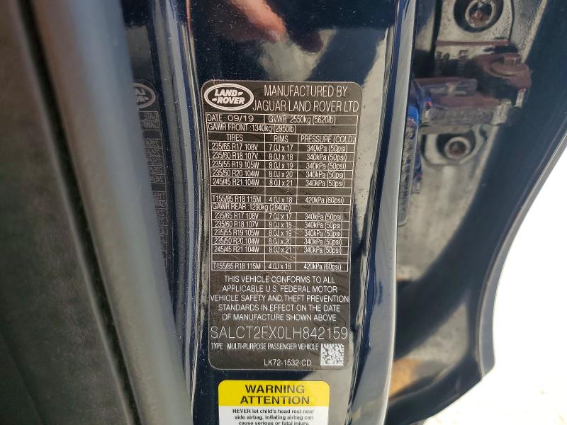 Aukcja sprzedaży 2020 Land Rover Discovery Sport, vin: SALCT2FX0LH842159, numer aukcji: 73551286