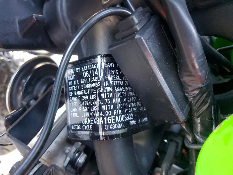 Aukcja sprzedaży 2014 Kawasaki Ex300, vin: JKAEX8A16EA008932, numer aukcji: 72925946