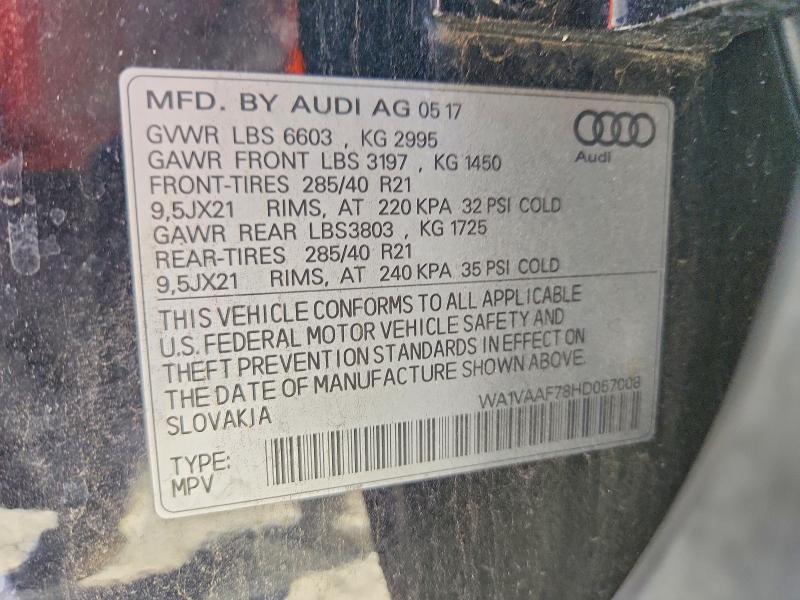 Продажа на аукционе авто 2017 Audi Q7, vin: WA1VAAF78HD057008, номер лота: 71493456