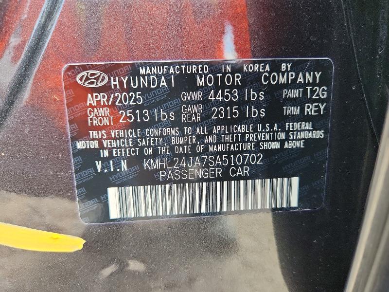 2025 Hyundai Sonata მანქანა იყიდება აუქციონზე, vin: KMHL24JA7SA510702, აუქციონის ნომერი: 71917026