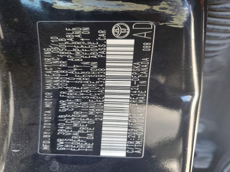 2010 Toyota Corolla მანქანა იყიდება აუქციონზე, vin: 2T1BU4EE1AC432838, აუქციონის ნომერი: 70895446