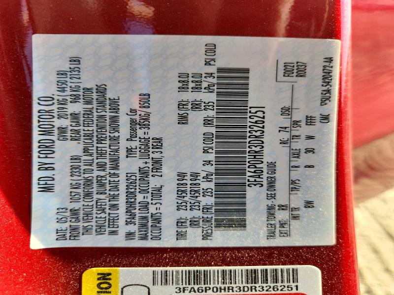 Aukcja sprzedaży 2013 Ford Fusion, vin: 3FA6P0HR3DR326251, numer aukcji: 71458806