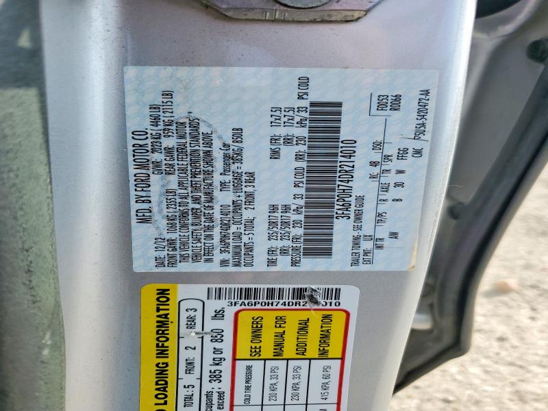 Продаж на аукціоні авто 2013 Ford Fusion, vin: 3FA6P0H74DR214010, номер лоту: 69412806