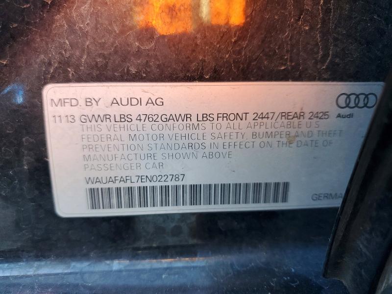 2014 Audi A4 მანქანა იყიდება აუქციონზე, vin: WAUAFAFL7EN022787, აუქციონის ნომერი: 72394566