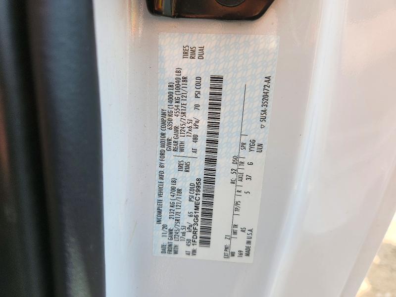 70538656 :رقم المزاد ، 1FDRF3G61MEC19958 vin ، 2021 Ford F350 مزاد بيع