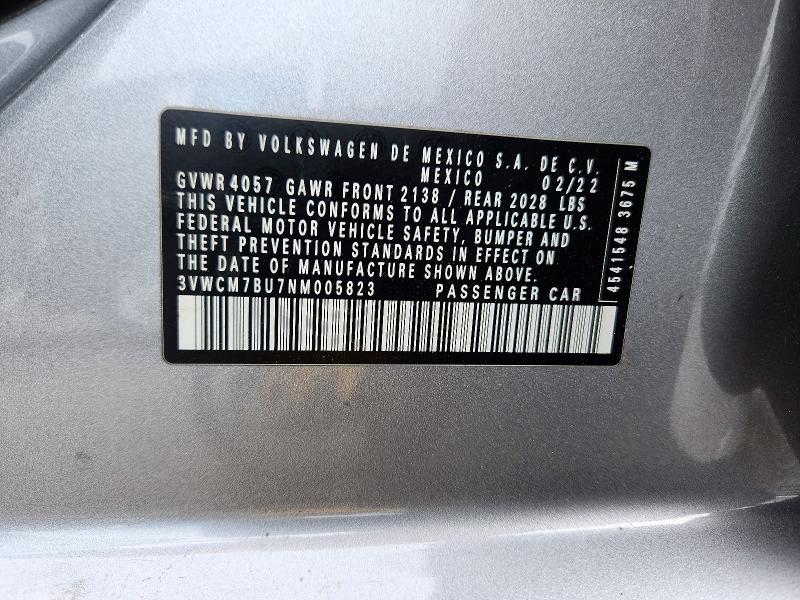 Aukcja sprzedaży 2022 Volkswagen Jetta, vin: 3VWCM7BU7NM005823, numer aukcji: 71757116