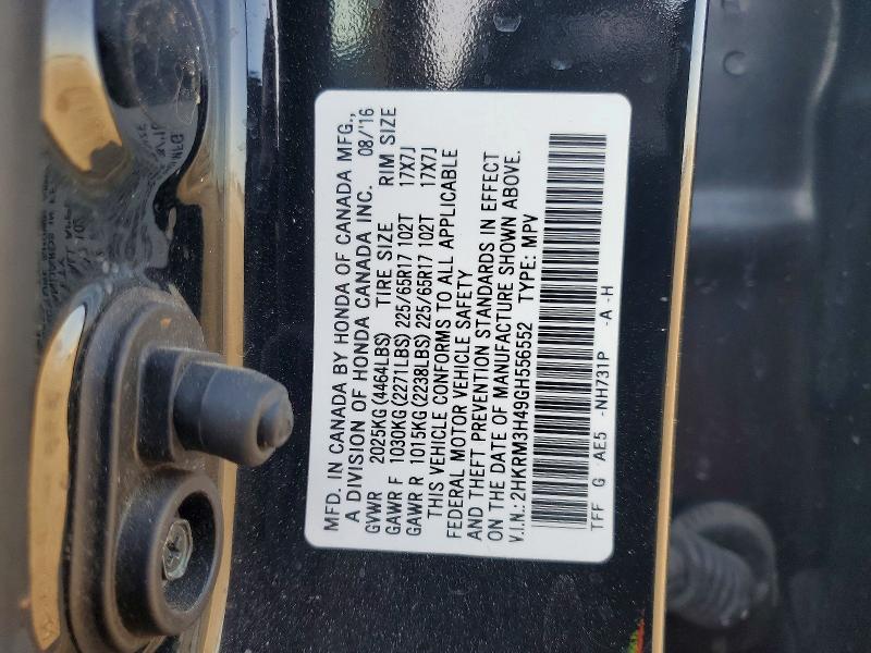 72332896 :رقم المزاد ، 2HKRM3H49GH556552 vin ، 2016 Honda Cr-v مزاد بيع