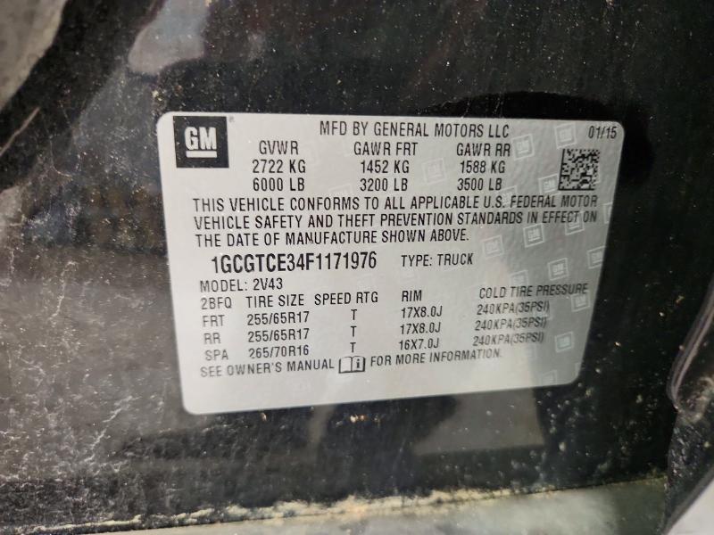72035056 :رقم المزاد ، 1GCGTCE34F1171976 vin ، 2015 Chevrolet Colorado مزاد بيع