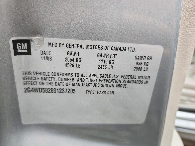 71081776 :رقم المزاد ، 2G4WD582891237205 vin ، 2009 Buick Lacrosse مزاد بيع