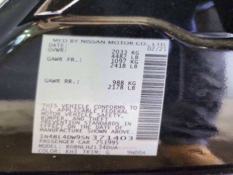 72493096 :رقم المزاد ، 1N4BL4DW9SN371403 vin ، 2025 Nissan Altima مزاد بيع