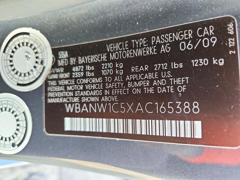 2010 Bmw 535 მანქანა იყიდება აუქციონზე, vin: WBANW1C5XAC165388, აუქციონის ნომერი: 72815476