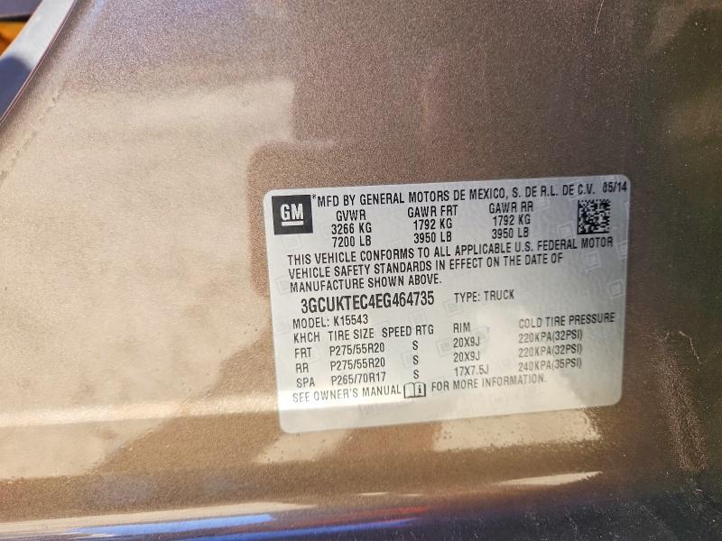 71587426 :رقم المزاد ، 3GCUKTEC4EG464735 vin ، 2014 Chevrolet Silverado مزاد بيع