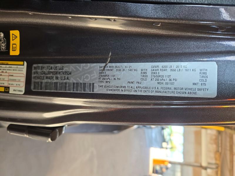 Auction sale of the 2021 Jeep Wrangler Unlimited, vin: 1C4JJXP65MW749934, lot number: 72366676