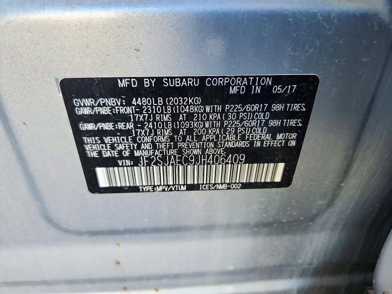 73527846 :رقم المزاد ، JF2SJAEC9JH406409 vin ، 2018 Subaru Forester مزاد بيع