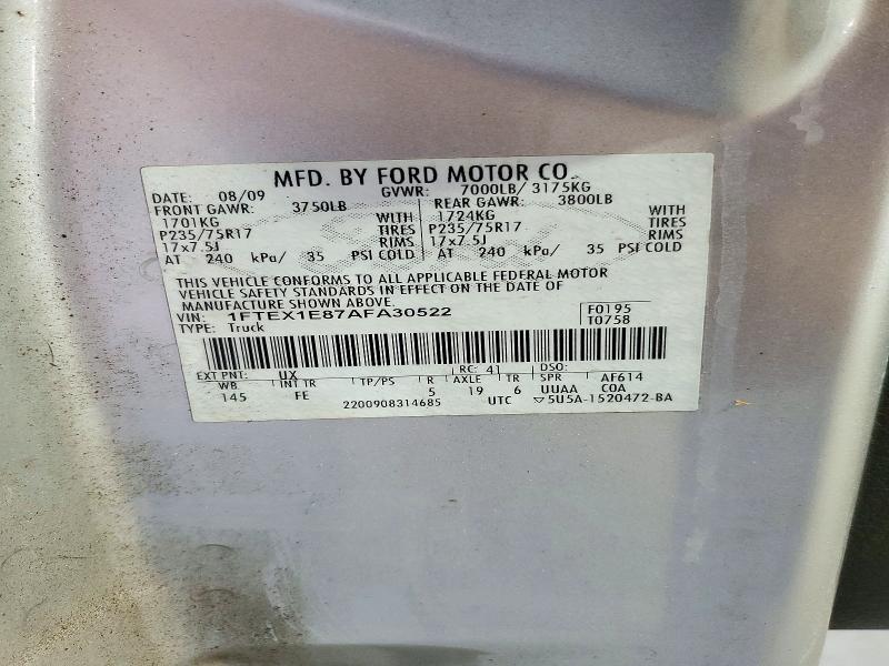 Продаж на аукціоні авто 2010 Ford F150, vin: 1FTEX1E87AFA30522, номер лоту: 71779756
