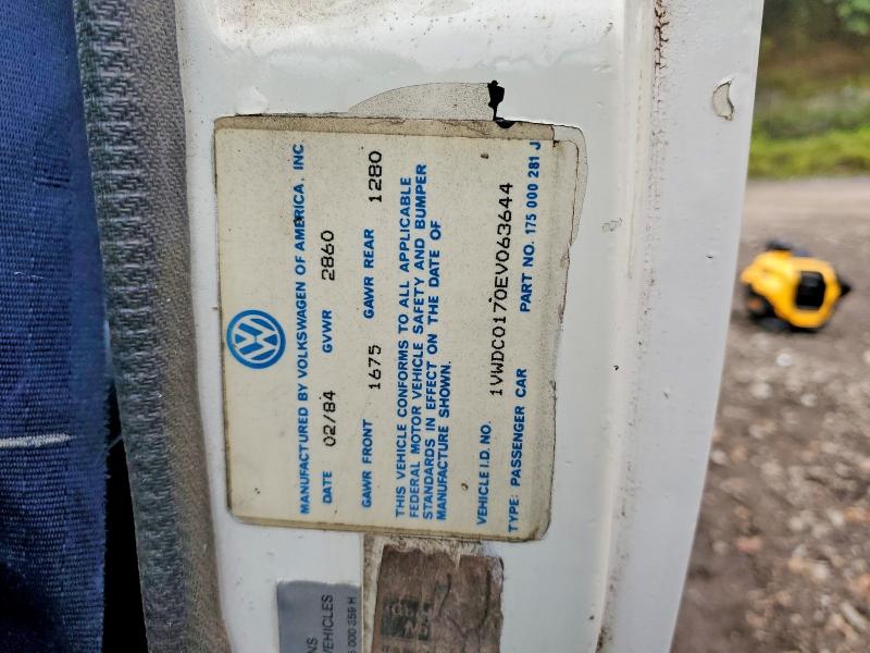 Продаж на аукціоні авто 1984 Volkswagen Rabbit, vin: 1VWDC0170EV063644, номер лоту: 71208556