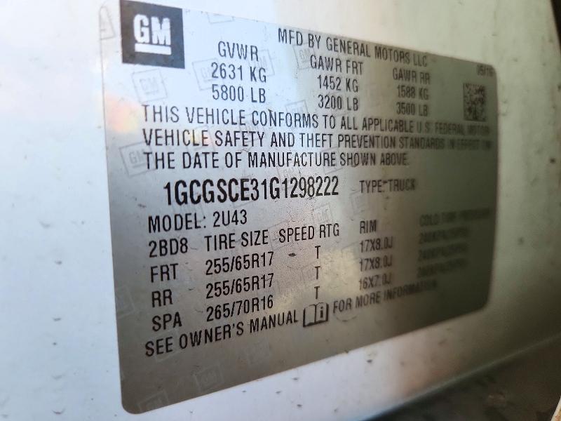 Aukcja sprzedaży 2016 Chevrolet Colorado, vin: 1GCGSCE31G1298222, numer aukcji: 73185296