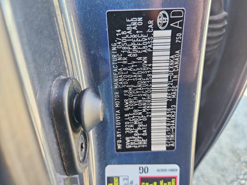 Aukcja sprzedaży 2014 Toyota Corolla, vin: 2T1BURHE0EC158174, numer aukcji: 70927656