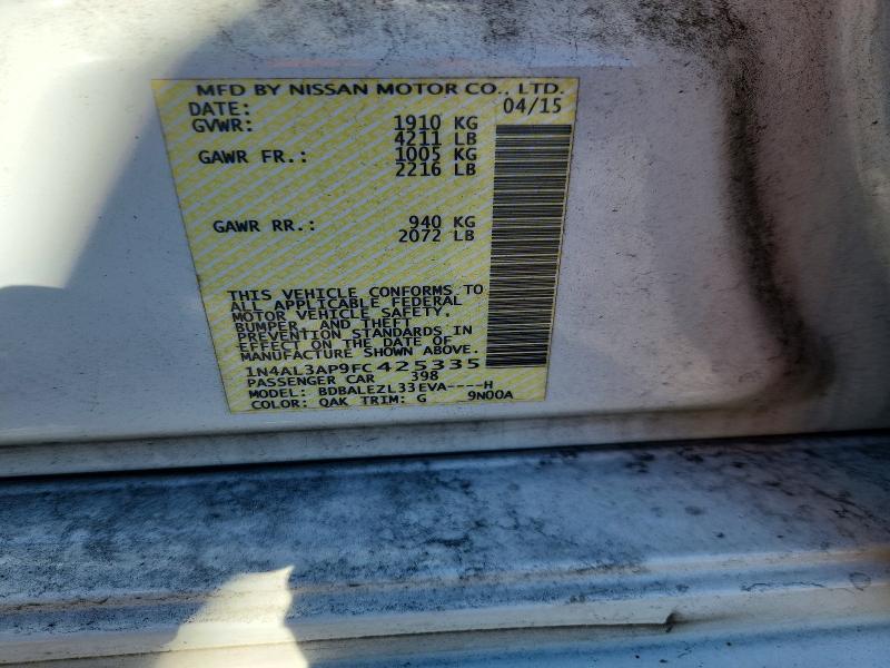 71693486 :رقم المزاد ، 1N4AL3AP9FC425335 vin ، 2015 Nissan Altima مزاد بيع