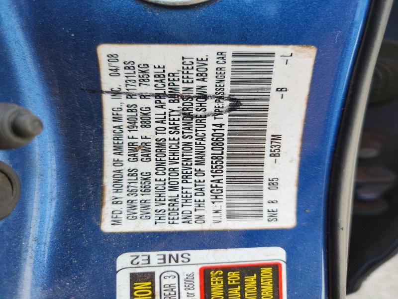 Aukcja sprzedaży 2008 Honda Civic, vin: 1HGFA16558L086014, numer aukcji: 71291966