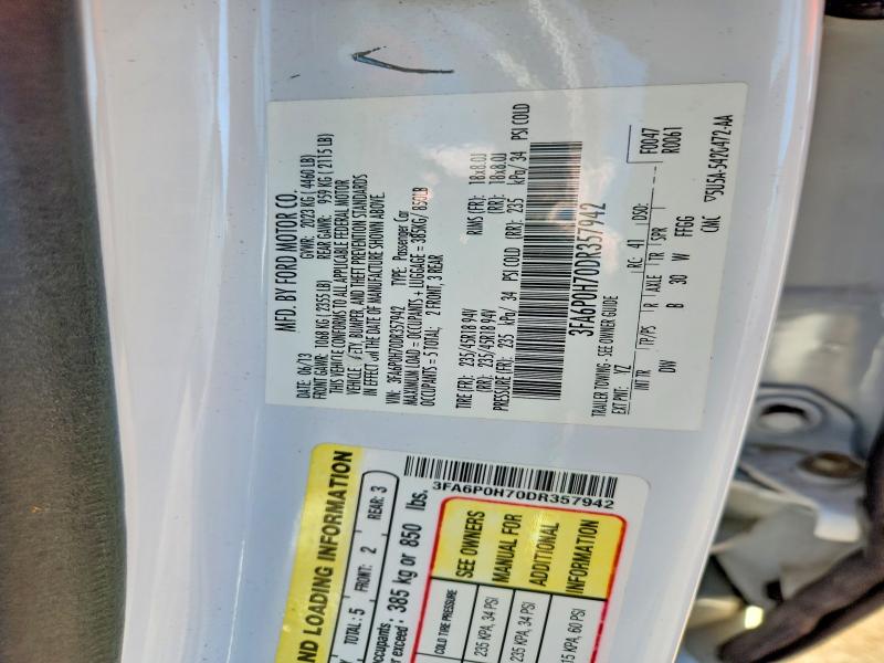 Продаж на аукціоні авто 2013 Ford Fusion, vin: 3FA6P0H70DR357942, номер лоту: 71240826
