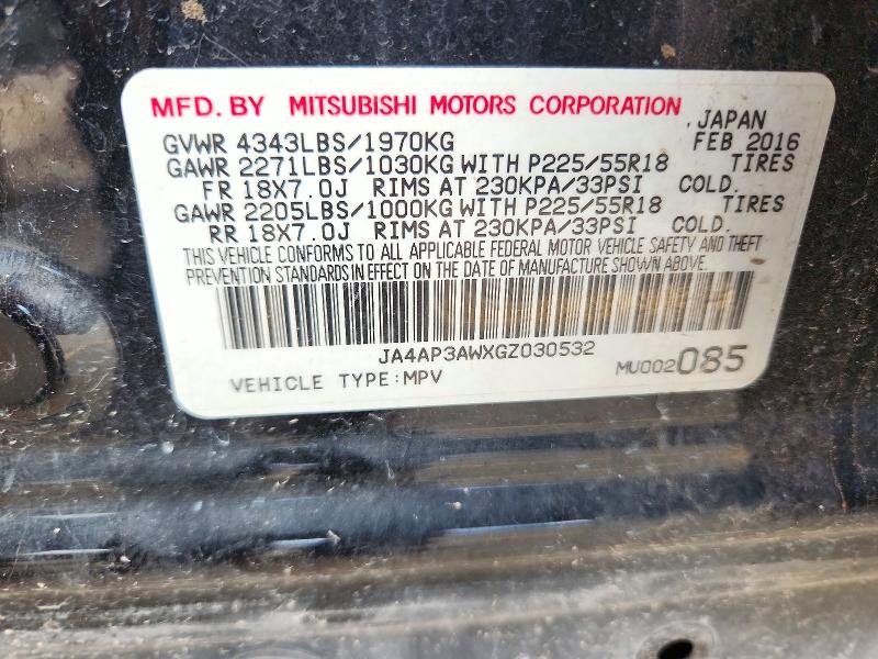 72589476 :رقم المزاد ، JA4AP3AWXGZ030532 vin ، 2016 Mitsubishi Outlander Sport مزاد بيع