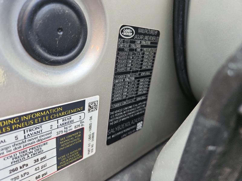 2020 Land Rover Range Rover Velar მანქანა იყიდება აუქციონზე, vin: SALYB2EX0LA243555, აუქციონის ნომერი: 72361366