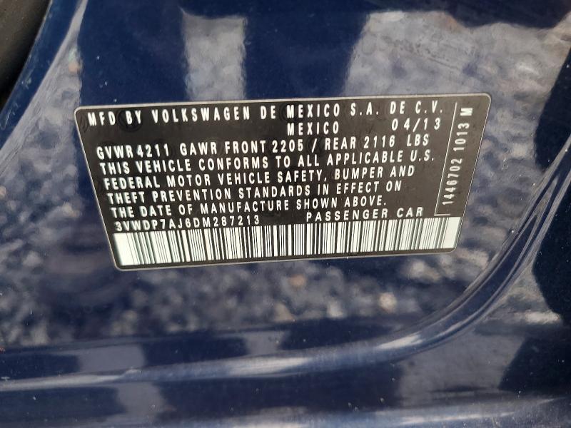 Aukcja sprzedaży 2013 Volkswagen Jetta, vin: 3VWDP7AJ6DM287213, numer aukcji: 71743936