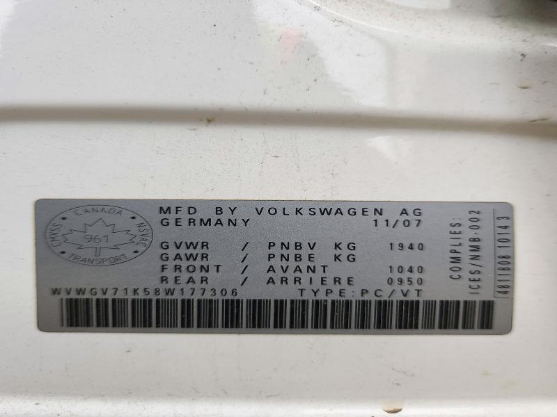 Продажа на аукционе авто 2008 Volkswagen Gti, vin: WVWGV71K58W177306, номер лота: 73115486